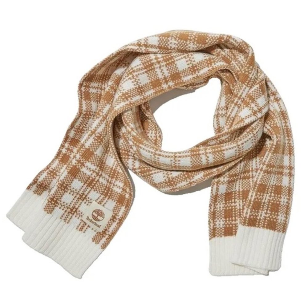 NWT Timberland Women's Tan Buffalo Plaid Scarf